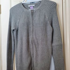 Liz Claiborne grey Front zipper Sweater